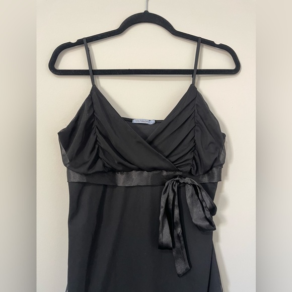 Blu Heaven Womens Tank Size Large Black Spaghetti Strap Mesh Layered Top - Picture 4 of 12